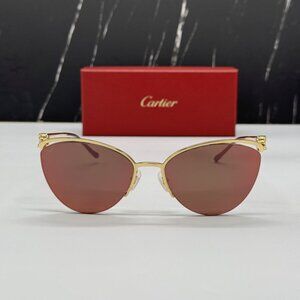 NEW  CARTIER CT0268S 003 CARTIER GOLD/RED TITANIUM WOMEN CARTIER SUNGLASSES